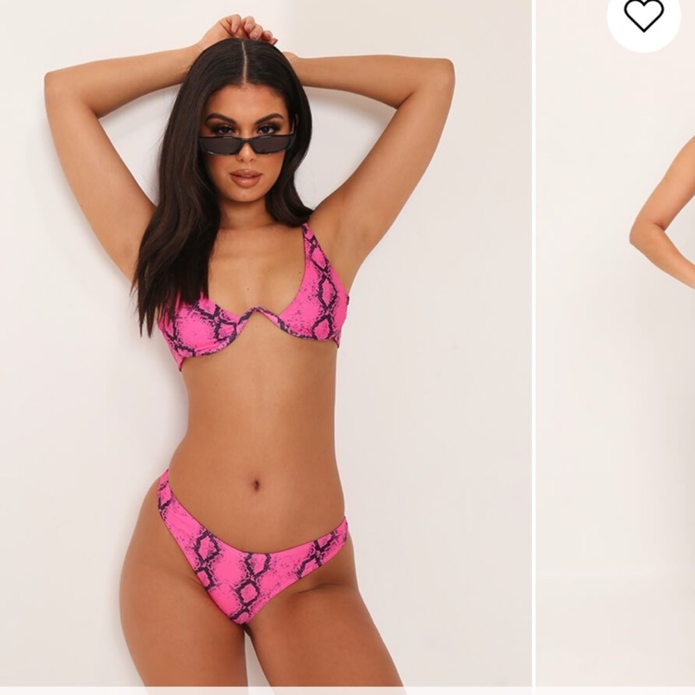 Pink Snake Print Monowire Bikini